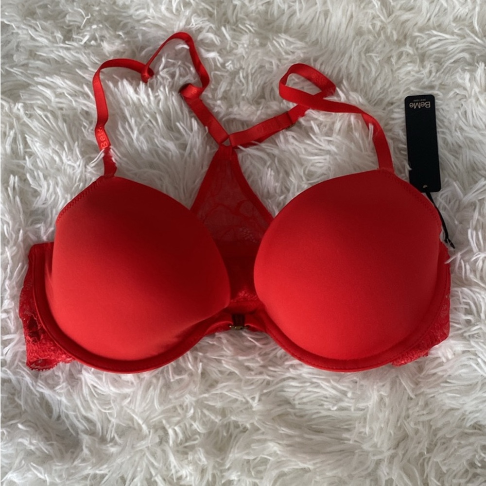 NWT Red Lace Racerback Underwire Bra 34C Padded Lightly Lined